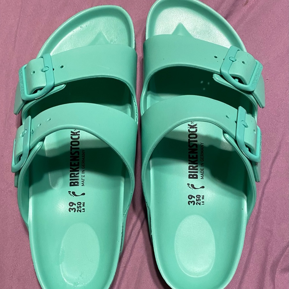 Birkenstock sandals, in Bold Jade.